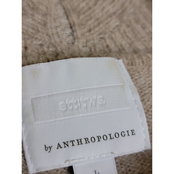 Anthropologie Ett Twa Sweater Womens L Beige Oatmeal Fair Isle Metalic Knit Geo - Picture 2 of 16